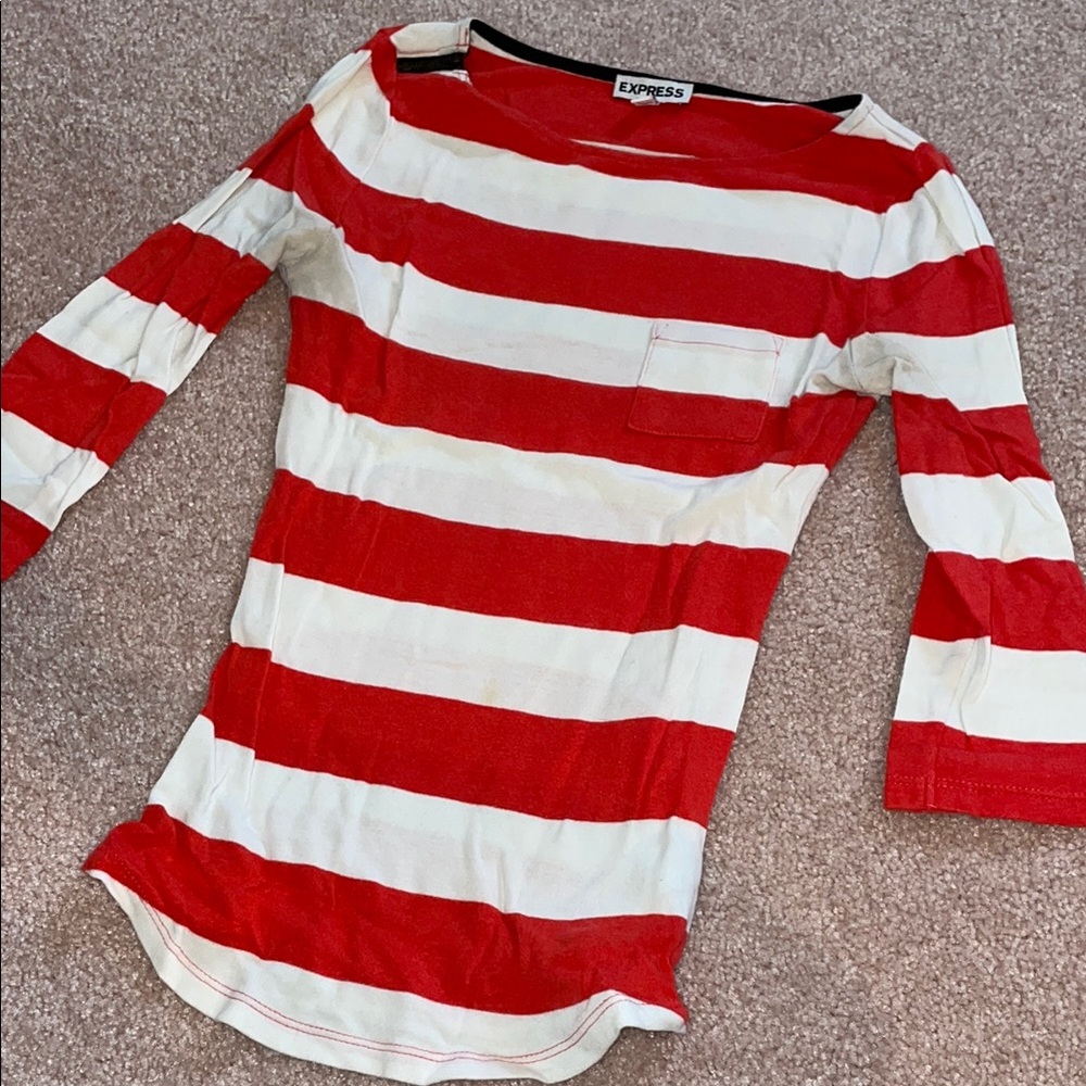 Express Red and White Striped Top